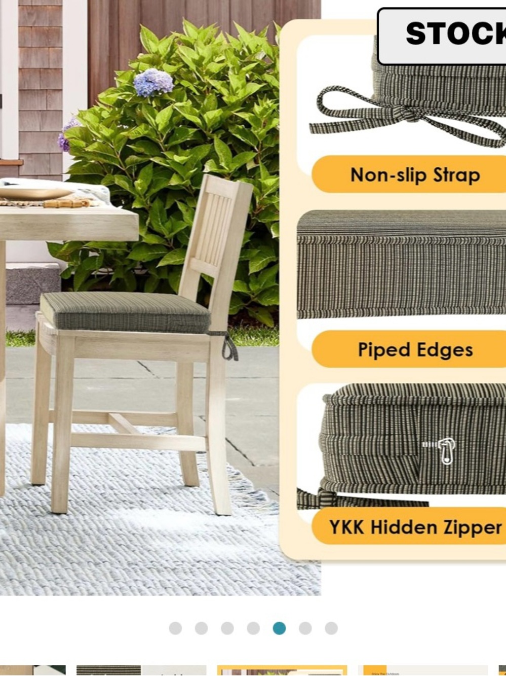 Supdur Plus Bk. & Tan Striped O/D Dining Chair Seat Covers w/ cushions- 4 qty.